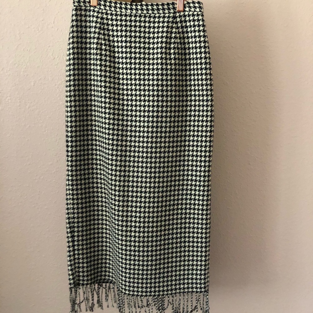 Vintage high waist houndstooth midi skirt